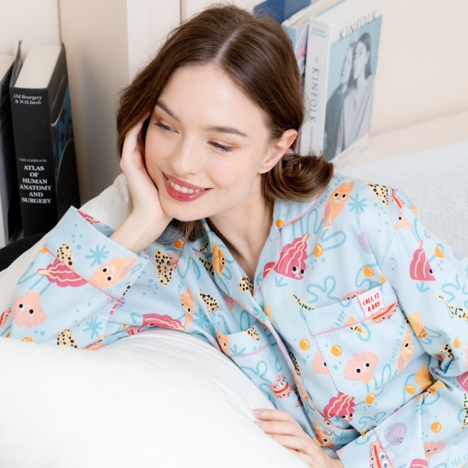 Under the sea winter set แขนยาว ขายาว ชุดนอนโนบรา Call it a day