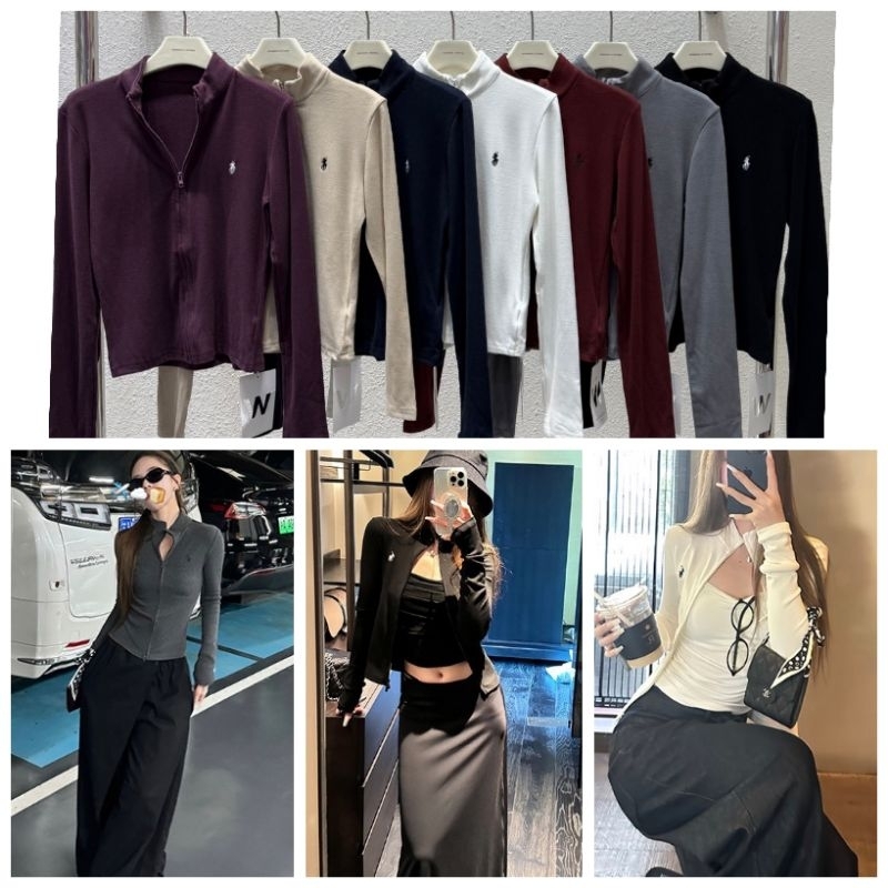 เสื้อแขนยาวปักอก ซิปหน้า