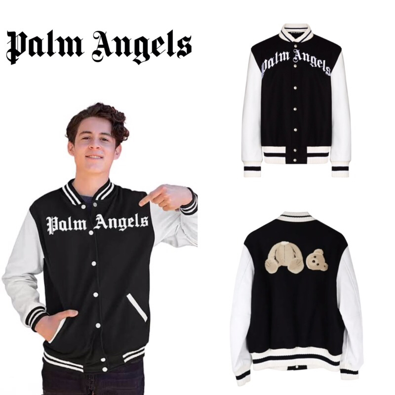 เสื้อแจ็คเก็ตแขนยาว Palm Angels x Browns 50 Logo Bomber Jacket Black