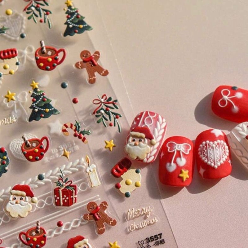 ส่งจากไทย สติ๊กเกอร์นูน 5D ตกแต่งเล็บ Christmas collection