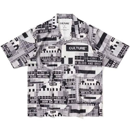 Culture Test Pattern Monotone Bowling Shirt