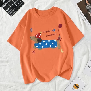เสื้อยืดผู้หญิงแฟชั่นสาวลายการ์ตูนน่ารักฤดูร้อนเสื้อผ้าแฟชั่นส่วนเกาหลีสวมใส่สบายมาก#A166