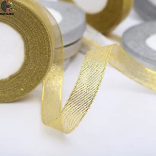 ริบบิ้นสีทองสีเงินแฮนด์เมด Diy สําหรับตกแต่งงานหัตถกรรม Bow Craft Ribbon Cardมีหลายขนาด(25 หลา / ม้วน)