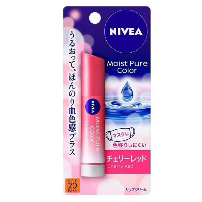 [พร้อมส่งของแท้ 100% 🇯🇵] Nivea Moist Pure Color Lip ขนาด3.5g  ลิปปาล์มบำรุงริมฝีปากปกป้องริมฝีปากจากรังสียูวี SPF20/PA++