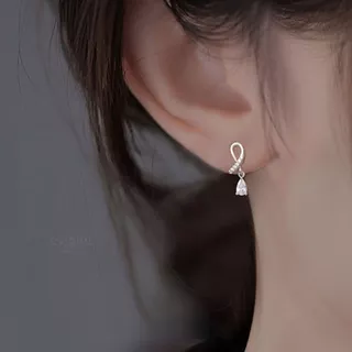 ESCOBAL ต่างหูเงิน Crossed Drops ต่างหูห้อย Moissanite ต่างหูเพชร ต่างหูแฟชั่น ตุ้มหูเงิน วาเลนไทน์