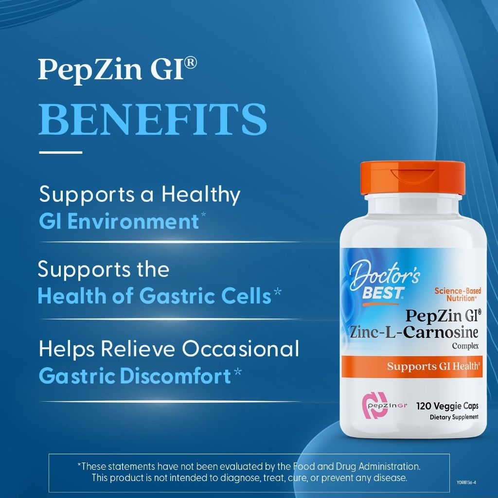 PepZin GI Zinc L-Carnosine Complex - 120 Capsules : เพิ่มประสิทธิภาพการย่อยอาหารในกรเพาะอาหาร