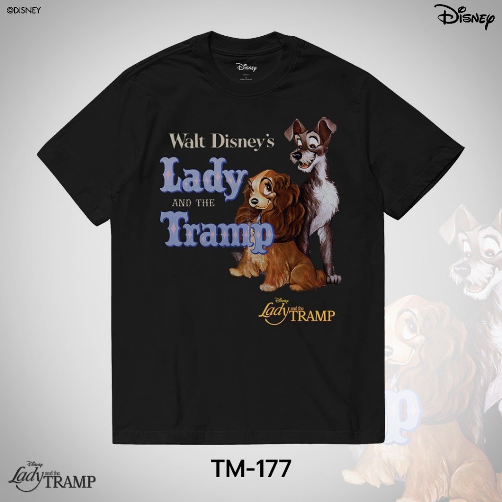 Power 7 Shop เสื้อยืดการ์ตูน " Lady and the Tramp" ลิขสิทธิ์แท้ DISNEY (TM-177)