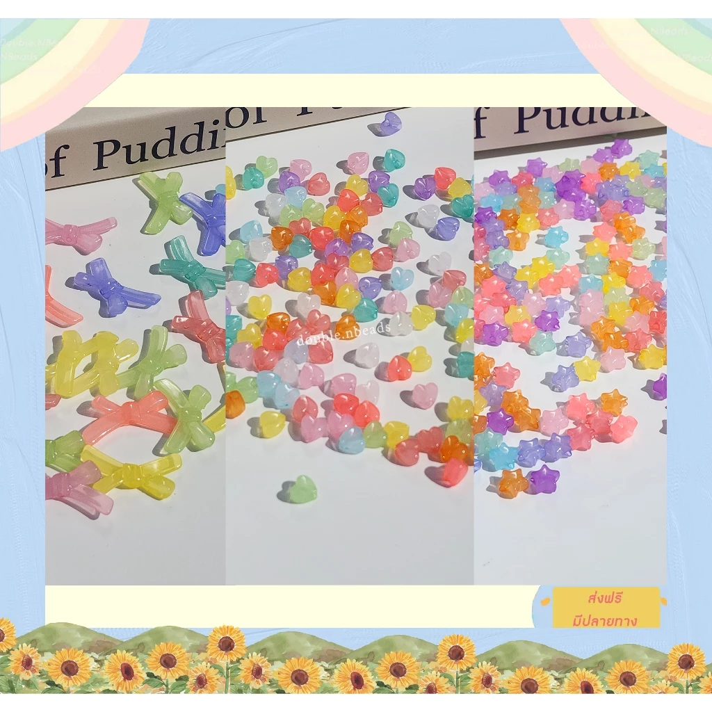 จี้ลูกปัดเยลลี่พาสเทล จี้ลูกปัดทำเครื่องประดับ DIY