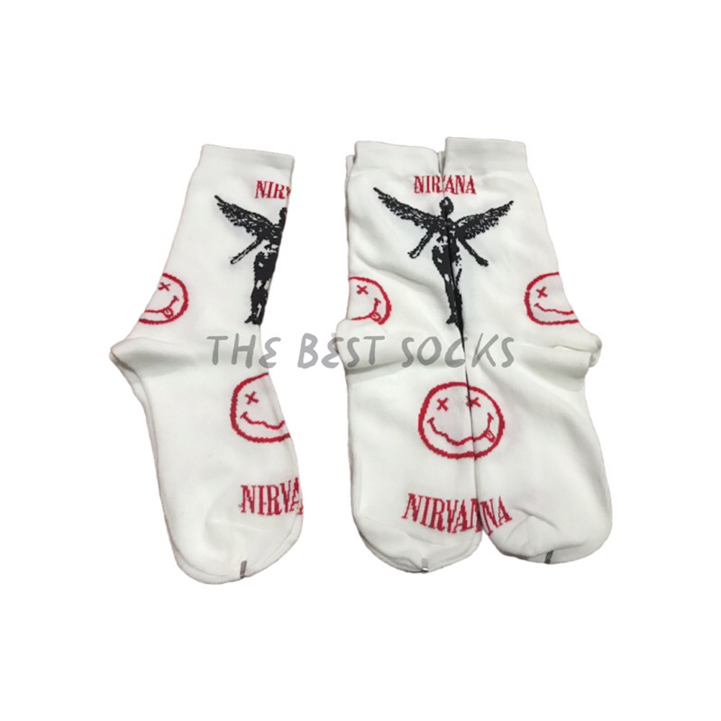 ถุงเท้าสตรีท แฟชั้น ลาย NIRVANA FREE SIZE