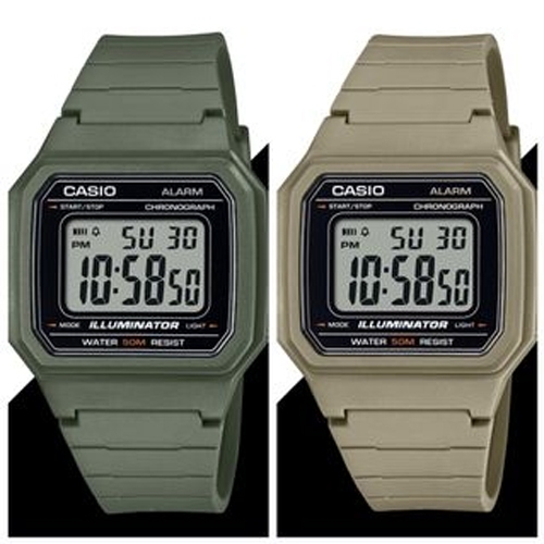 CASIO นาฬิกาข้อมือผู้ชาย สายเรซิ่น รุ่น W-217H,W-217H-3A,W-217H-5A