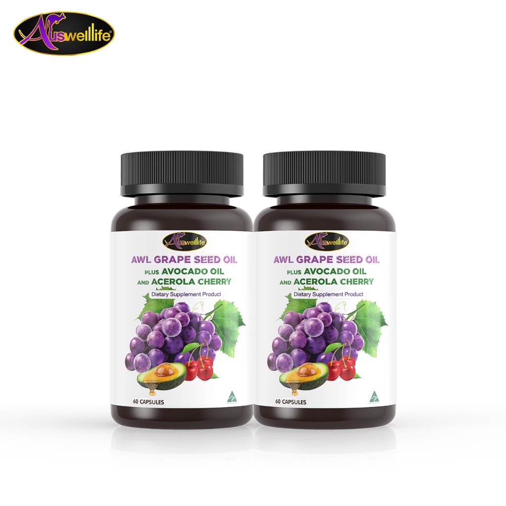 [พิเศษ 2 กระปุก] AWL Grape Seed Oil + Avocado oil & Acerola Cherry บำรุงผิว 60 แคปซูล ราคา 1,380 บาท