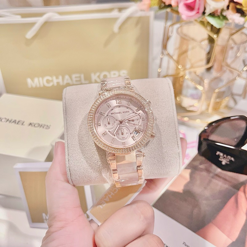 Michael Kors Parker Pink Dial - MK5896 “39mm กันน้ำ100ม. ของแท้100% ประกัน 2 ปี