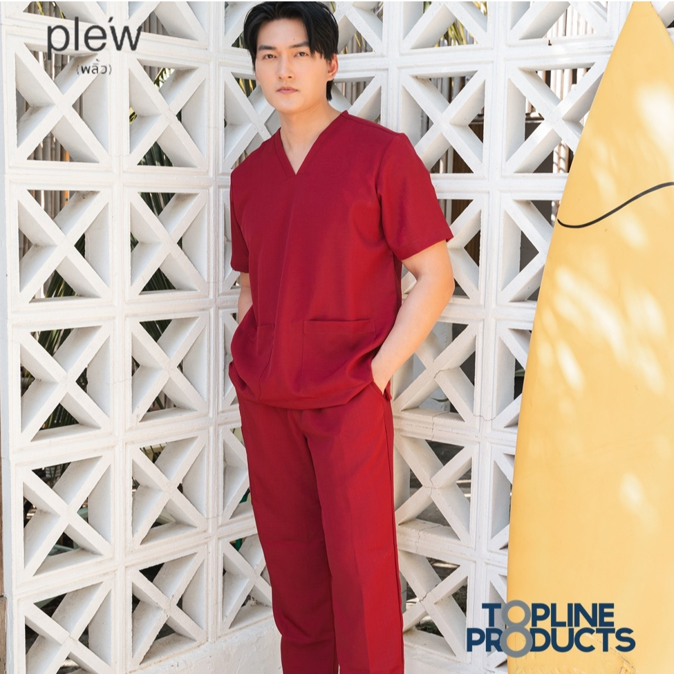toplineproducts ชุดสครับเสื้อพร้อมกางเกง ชุดสครับหมอ พยาบาล ผ้าพริ้ว Plew (ชุดผู้ชาย) เสื้อสครับแพทย์ P33/22L
