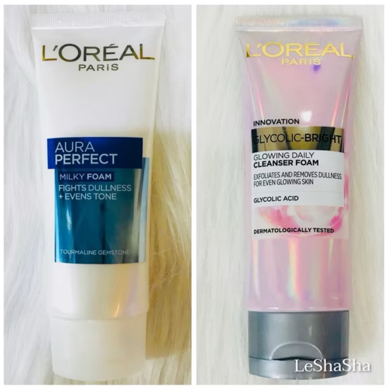 🔥ส่งทันทีได้‼️Loreal Glycolic Bright Glowing Daily Cleanser Foam Loreal Aura Perfect โฟมล้างหน้าลอรีอัลไกลโคลิคไบรท์