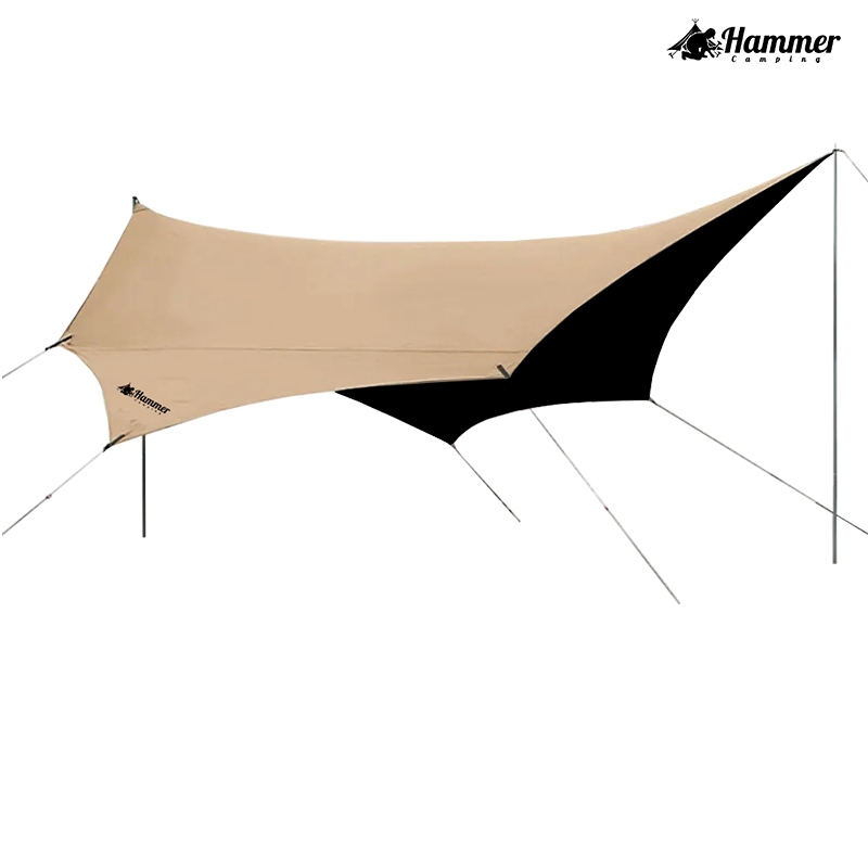 Hammer Camping ฟลายชีท​ ทาร์ป 5.1X5.1M ผ้าOXFORD 150D เคลือบดำกันแดด UV80+ กันน้ำ5000MM