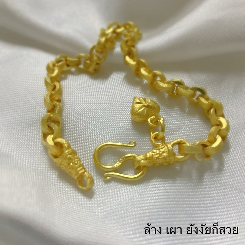 สร้อยข้อมืองานไฟลายทาโร่จี้ใจ2สลึงล้างได้เผาได้การใช้งานนานกว่างานทั่วไปฟรีน้ำยา