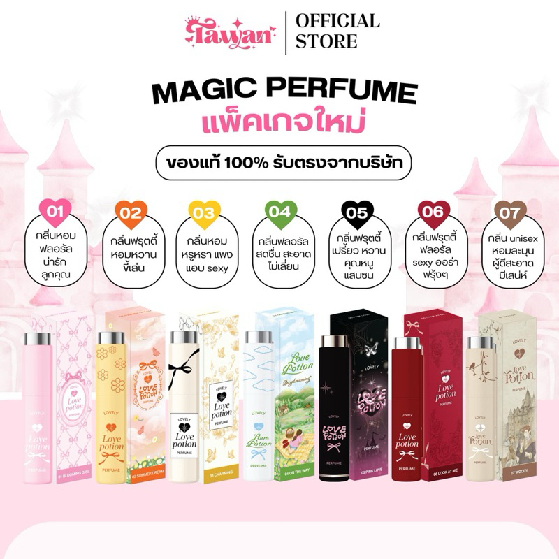 (มีบัตรตัวแทน) น้ำหอมเลิฟโพชั่น LOVELY PERFUME มีครบ 6 กลิ่น รับตรงจากแบรนด์