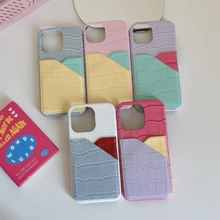 [i17] ส่งด่วน⭐️5โทนสี R1858 เคสหนังใส่บัตร โทนสีพาสเทล เคสไอโฟน สำหรับ iPHONE i11-17Promax