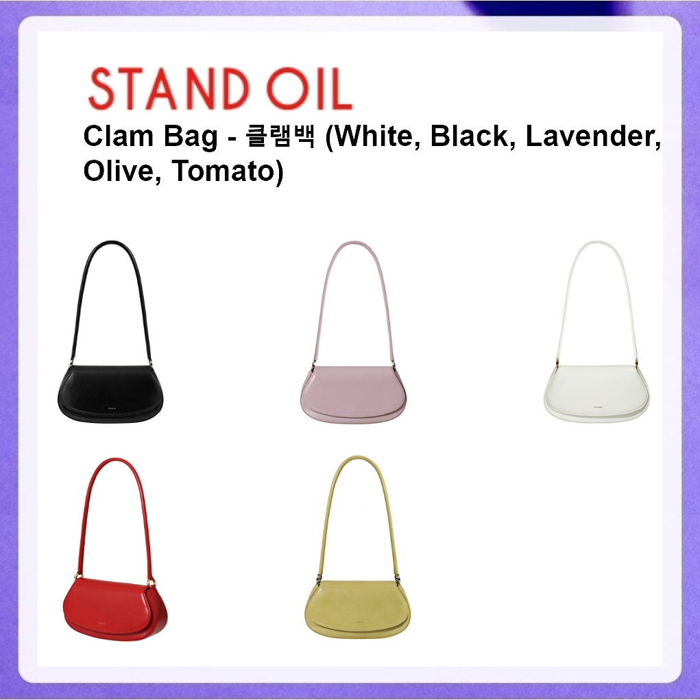 Stand Oil Clam Bag - 클램백 (White, Black, Lavender, Olive, Tomato)