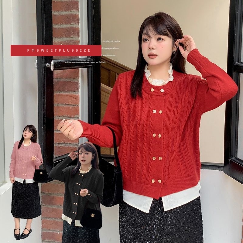 [ 🔥อกถึง 50" ] : PMP2333 : พรีออเดอร์ เสื้อผ้าไซส์ใหญ่ เสื้อสเวตเตอร์กันหนาวคนอ้วน สาวอวบ เย็บคล้ายส