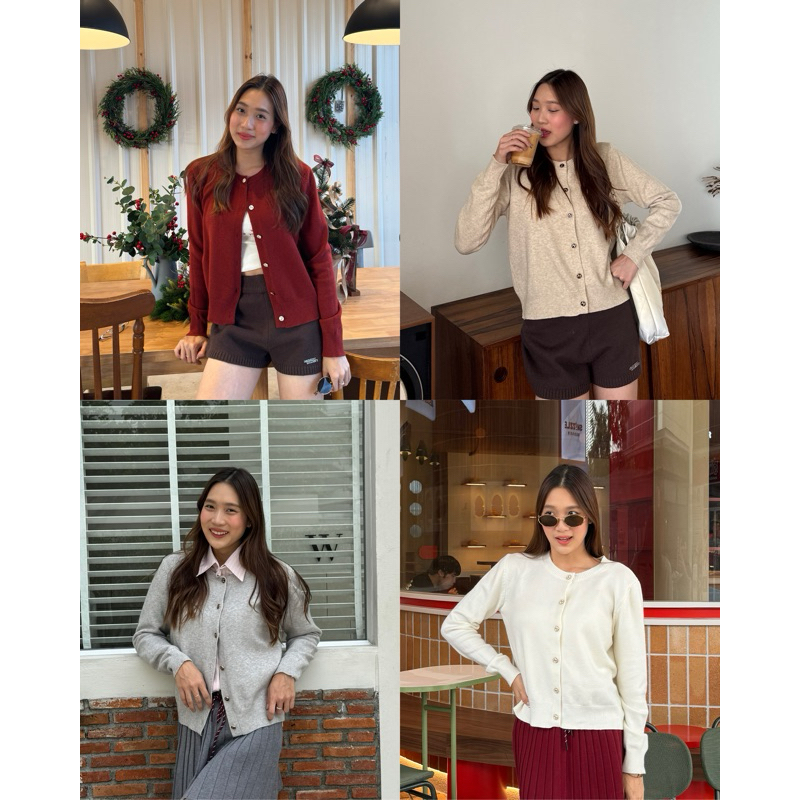 Queen cardiganเสื้อคลุมคาร์ดิแกน สีพื้น กระดุมดีเทลโบว์ พร้อมส่ง