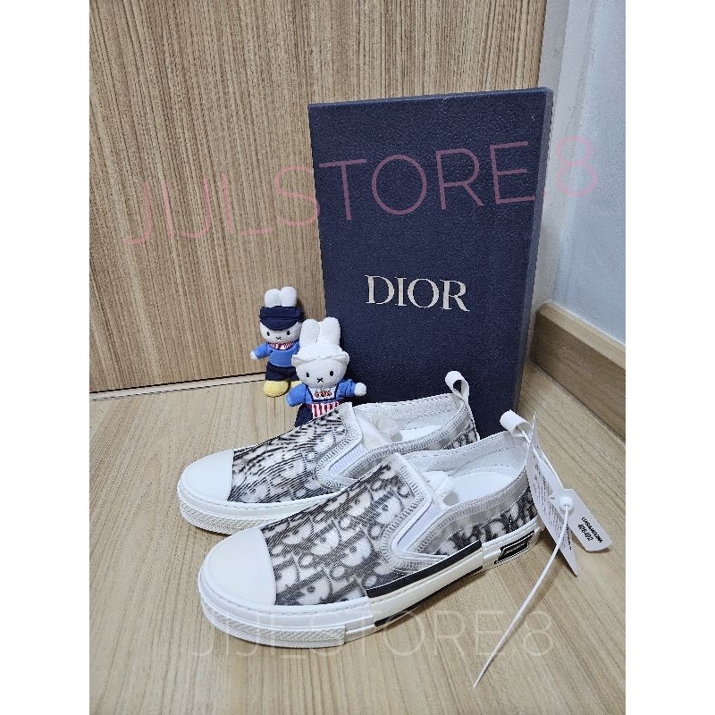 🎈NEW รองเท้า Dior B23 Slip-On Sneaker Black and white Oblique Canvas.