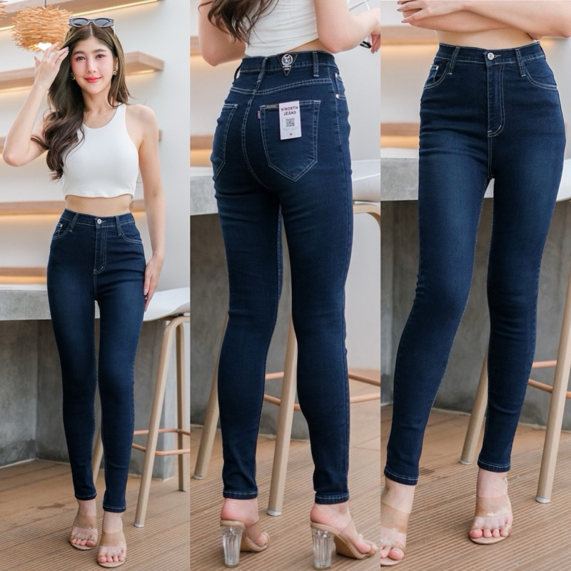 North jeans กางเกงยีนส์ผู้หญิงขายาว รุ่นซิปเอวสูง