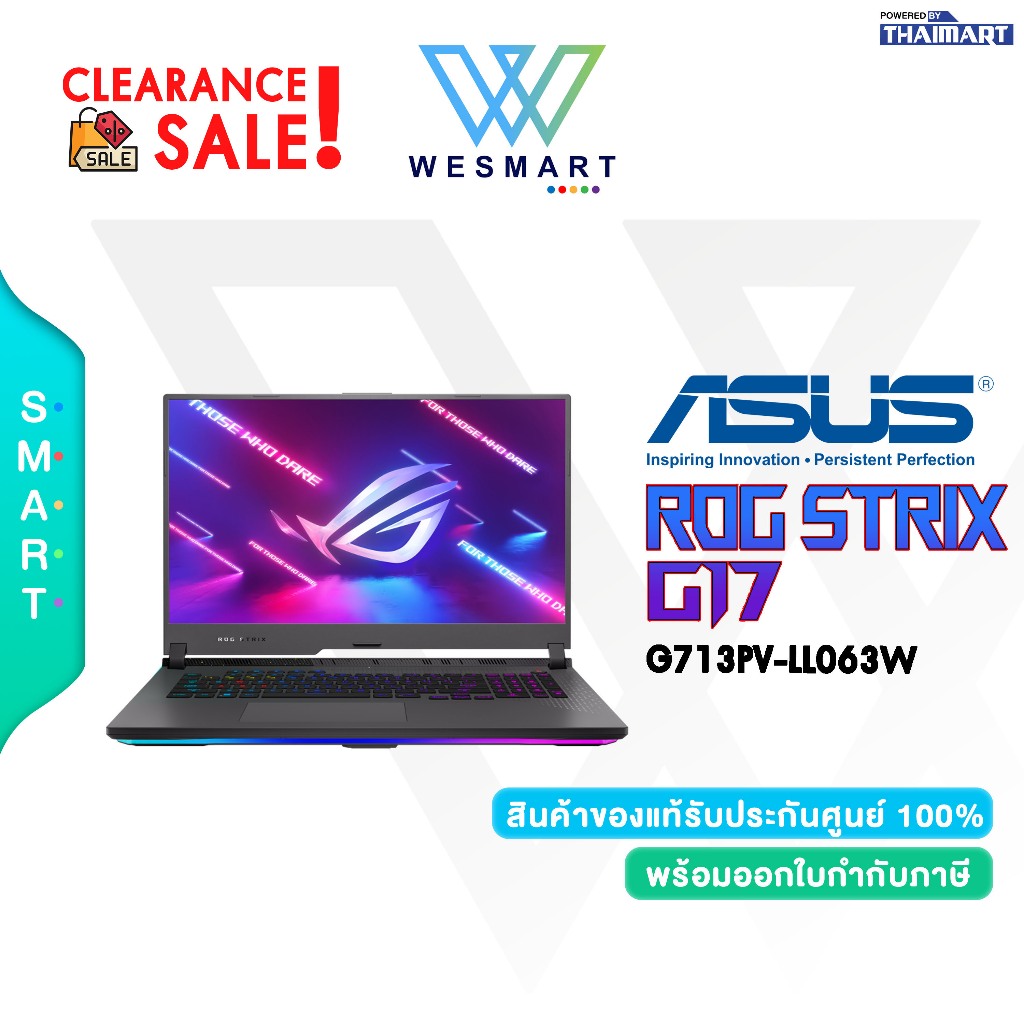 (Clearance0%) ASUS GAMING NOTEBOOK ROG Strix G17 G713PV-LL063W : DEMO ตัวโชว์/3Year Onsite/1Year Per
