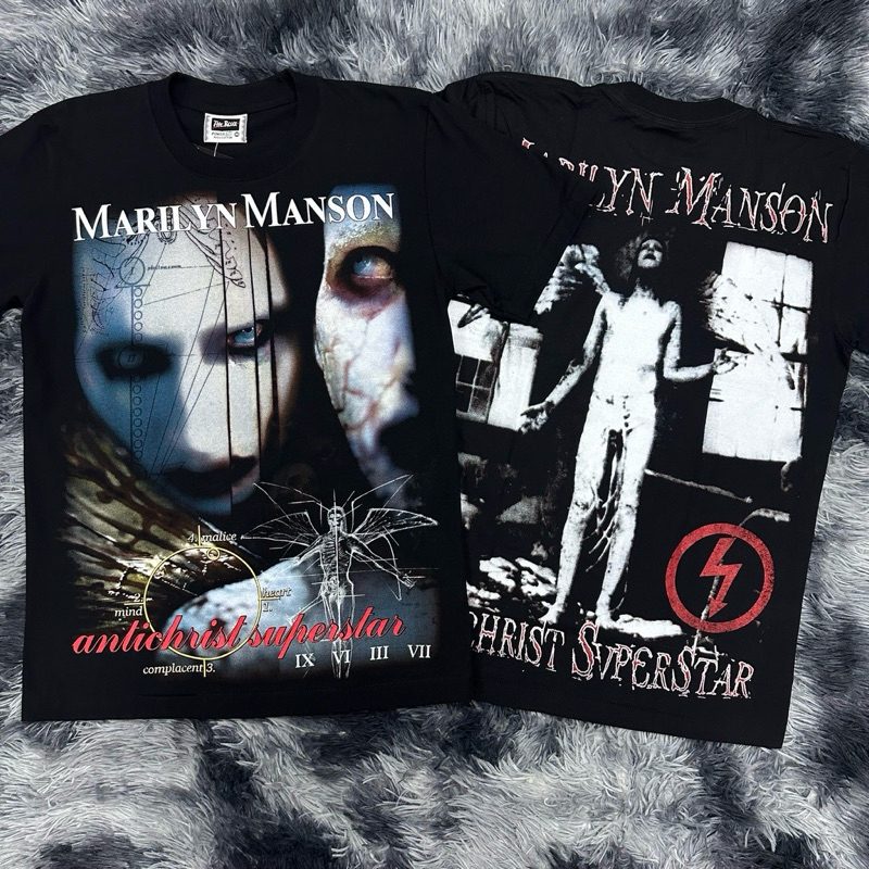 เสื้อยืด Marilyn Mansonแฝด ป้าย Theroxx ผ้าคอตตอน 100