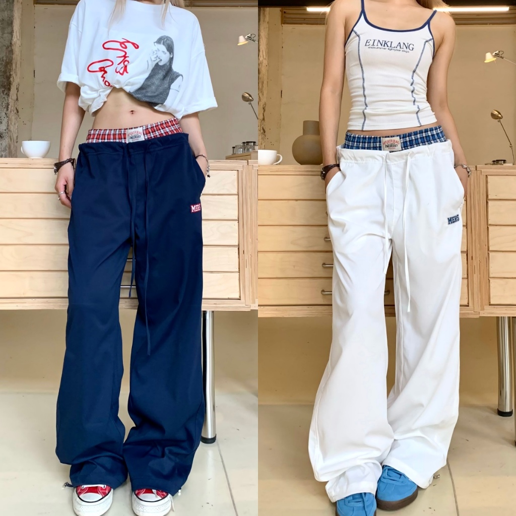 กางเกงขายาวผู้หญิง กางเกงลำลอง แมทช์ง่ายสุดๆ สาวฮอตต้องมี ใส่เชือกที่เอว ออกเเบบพิเศษ #010146