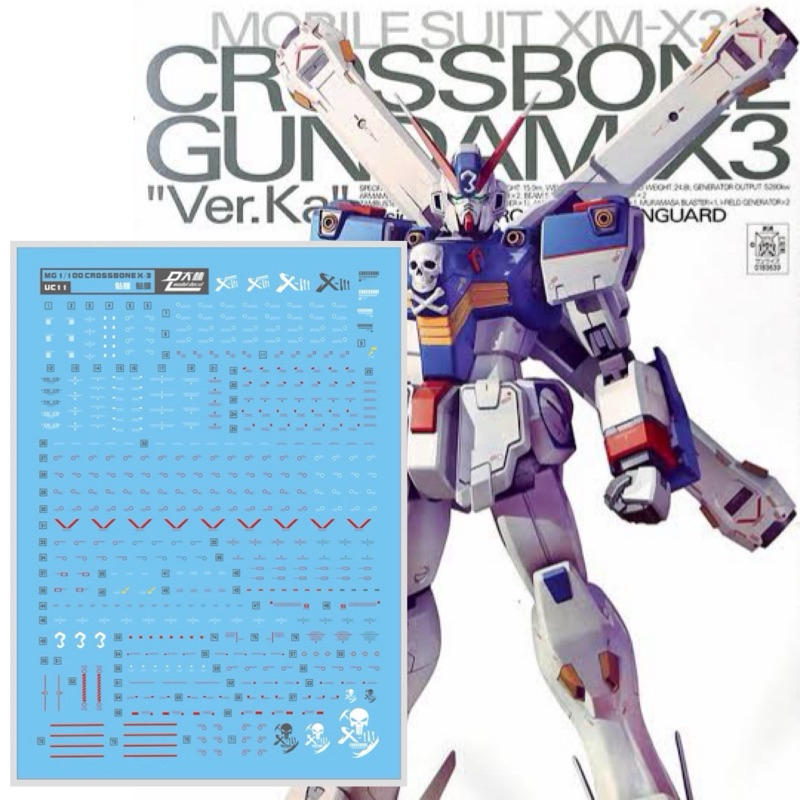 ⬜️ดีคอลน้ำ DL MG UC 11 DECAL  MG 1/100 CROSSBONE GUNDAM X3 Ver.KA