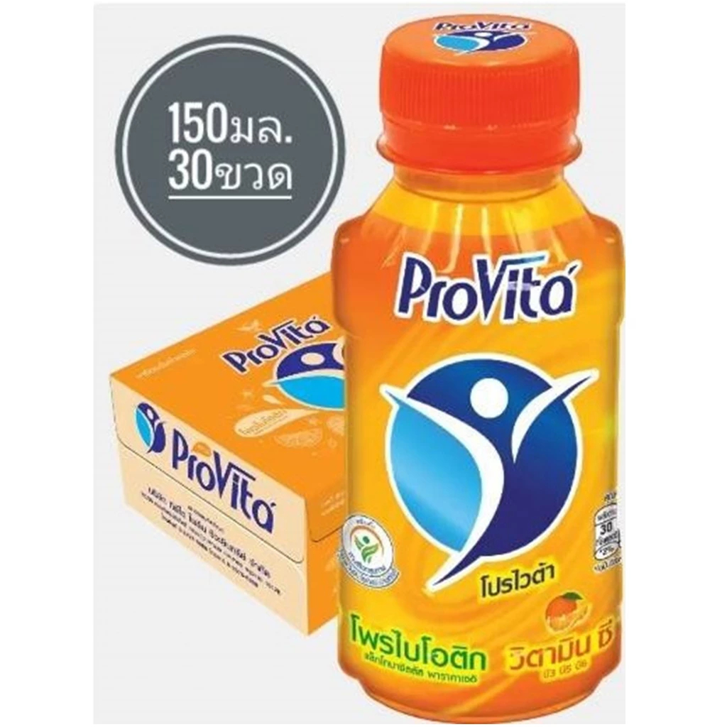 โปรไวต้า เครื่องดื่มโพรไบโอติกผสมวิตามิน รสส้ม ยกลัง 30 ขวด Pro Vita Orange 150ml