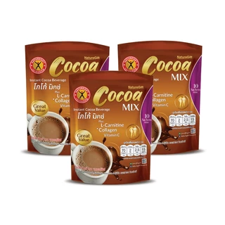 NatureGift Cocoa Mix เนเจอร์กิฟ โกโก้มิกซ์ 1 ชุด มี 3 ถุง (ถุง 10 ซอง) มีส่วนผสม คอลลาเจน แอลคาร์นิทีน วิตามินซี ไบโอติน