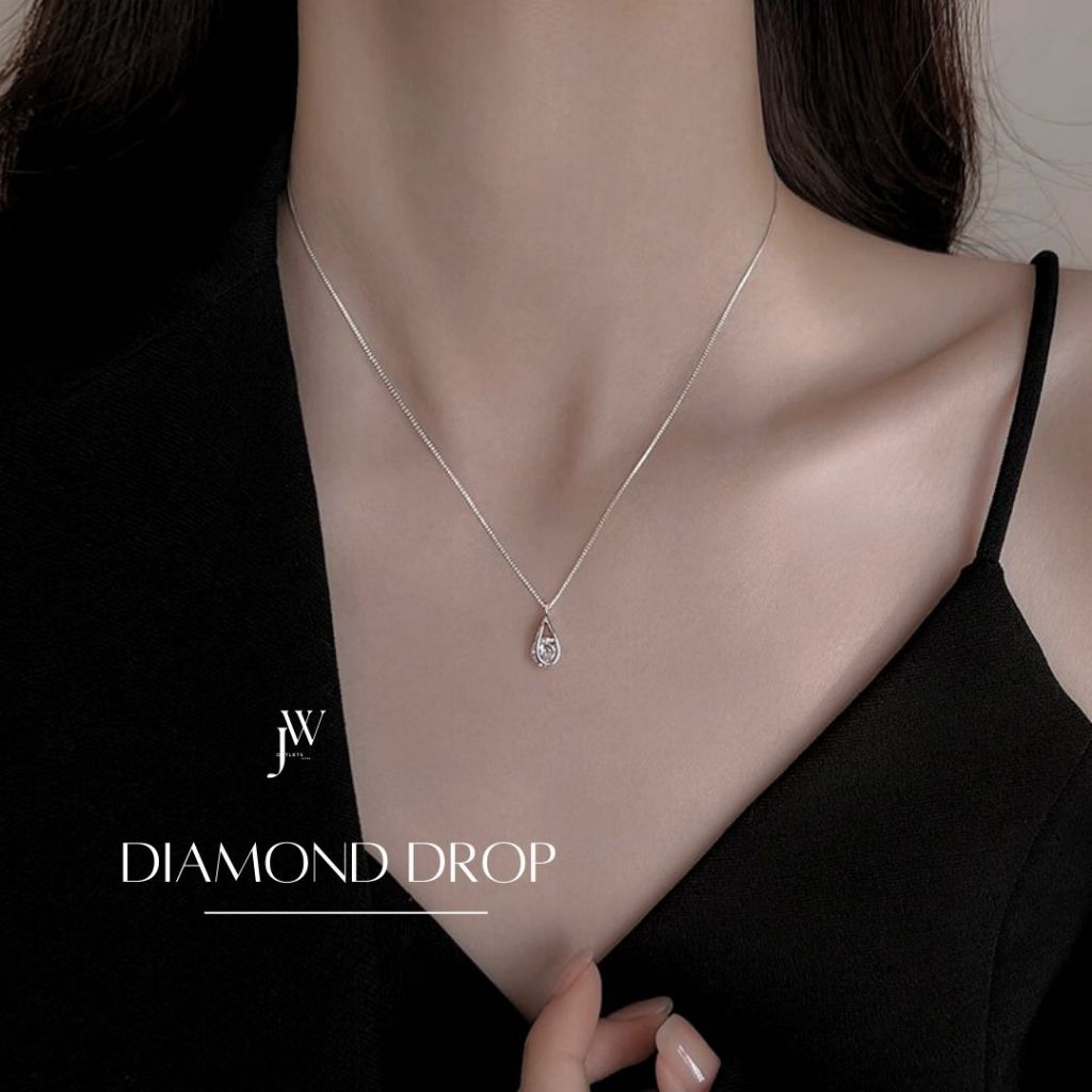 OUTLETS ล้างสต็อกจากโรงงานตรง สร้อย Diamond Drop ของขวัญให้แฟน สร้อยคอเพชร Valentine ของขวัญ
