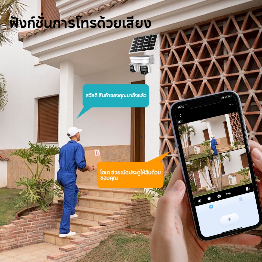 Mdudu กล้องวงจรปิดแบตเตอร์รี่ ใส่ซิม4G เลนส์คู่ Full HD 15MP หมุนคู่360องศา หน้าจอคู่ ตรวจจับมนุษย์