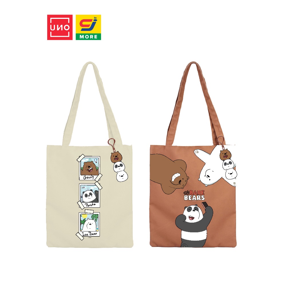 UNO กระเป๋าผ้าพร้อมพวงกุญแจ We Bare Bears ลิขสิทธิ์แท้