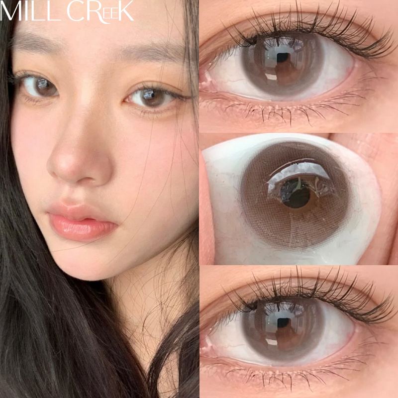 COD Milk bubble MILL CREEK คอนแทคเลนส์ สีน้ําตาลครีม 14.0 มม 0.00 เกรด Brown1ปี2 ชิ้น คอนแทคเลนส์สายตาสั้น