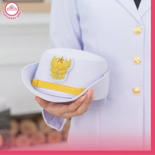 ชุดปกติขาวหญิง ชุดพิธีการ ข้าราชการสีขาว ผ้าวาเลนติโน่ มีซับใน สีขาวโอโม่