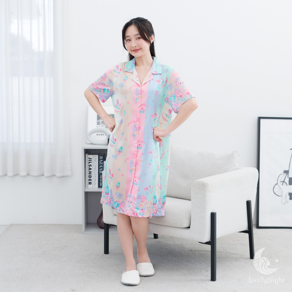 C101 ชุดนอน LovelyNight กระโปรง Rainbow Bear