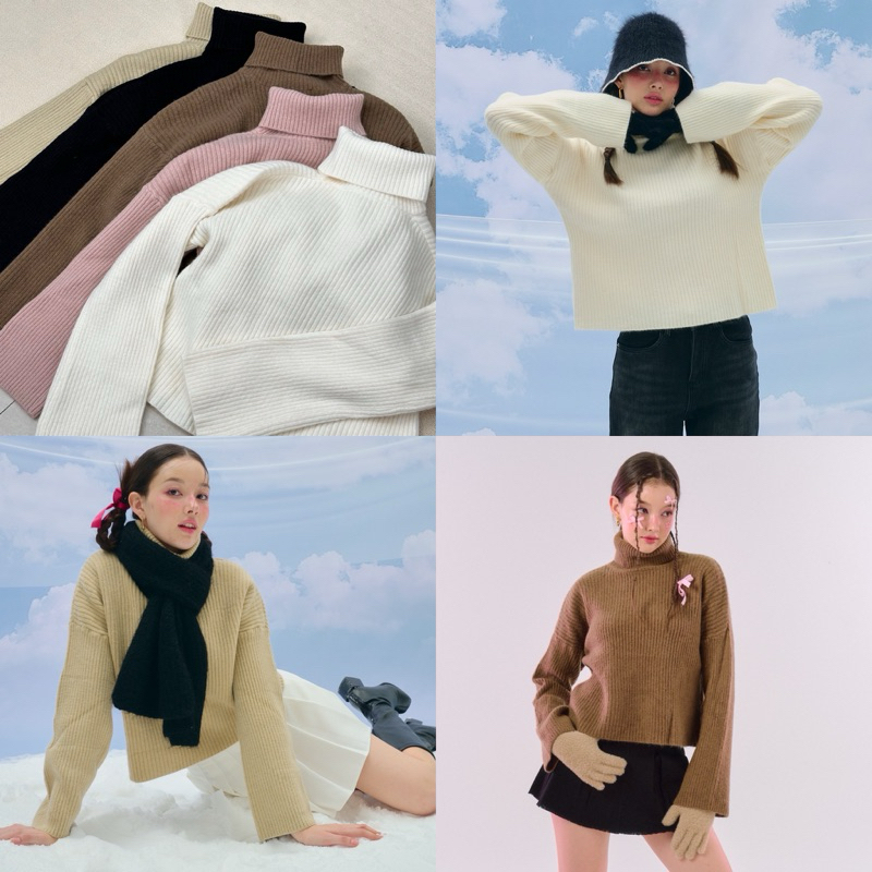 umore.made Waffle turtle neck sweater สเวตเตอร์ไหมพรมคอเต่า ผ้านุ่ม หนา อุ่น ใส่สบาย ไม่คัน