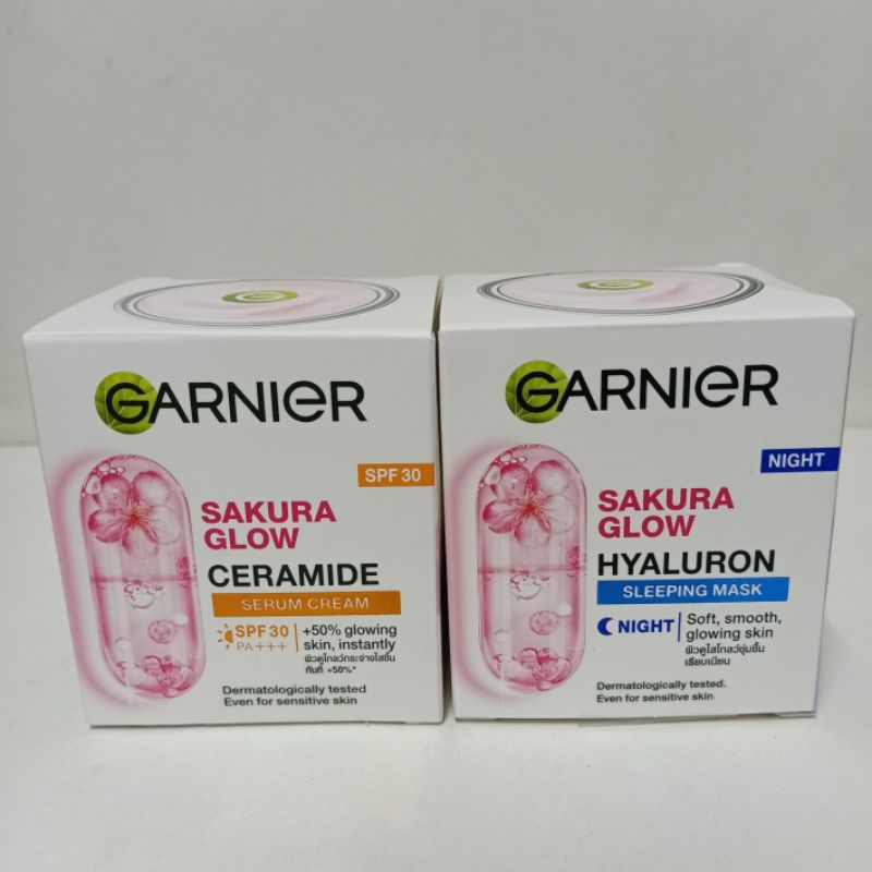 GARNIGR SAKURA WHITE การ์นิเย่ ซากุระ ไวท์ เซรั่ม เดย์ครีม , ไนท์ครีม