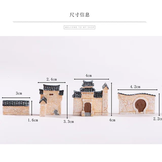 หมู่บ้าน ชุมชนจีนโบราณ (ราคา/1 ชิ้น) ตุ๊กตาแต่งบ้าน ตุ๊กตาแต่งสวน โมเดล จัดสวนถาด พร็อพถ่ายรูป