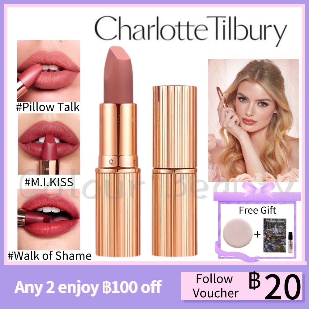 【ของแท้ จัดส่งที่รวดเร็ว 】CT ลิปสติก Charlotte Tilbury Lipstick 3.5g Pillow Talk & Very Victoria & Walk of shame