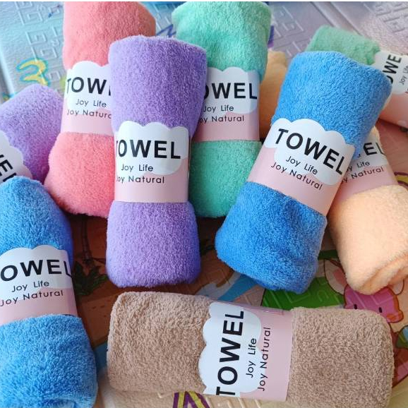 พร้อมส่ง ผ้าขนหนู ผ้าเช็ดผม ผ้าเช็ดหน้า (ขนาด35*75cm) ยกแพ็ค6ผืน เนื้อผ้านุ่ม ซับน้ำได้ดี