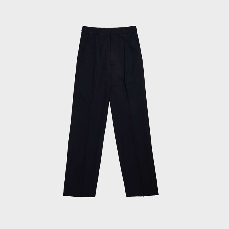 Fuxury Black Buckle Straight Trousers