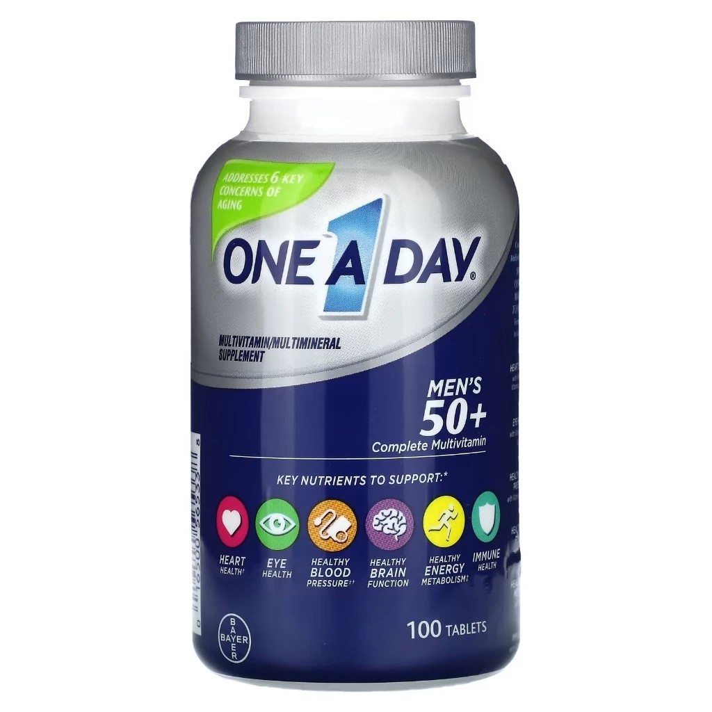 One A Day Men’s 50+ Multivitamins, Supplement with A, C, D, E and Zinc for Immune Health*, Calcium & More, 100 Tablets