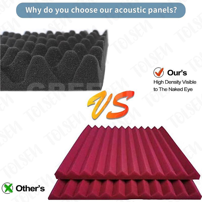 GREENIKA 12 แผ่น/แพ๊ค แผ่นซับเสียงห้อง ที่เก็บเสียง โฟมกันเสียง ฟองน้ำซับเสียง กันความร้อน 50*50*5CM - รูปที่ 2
