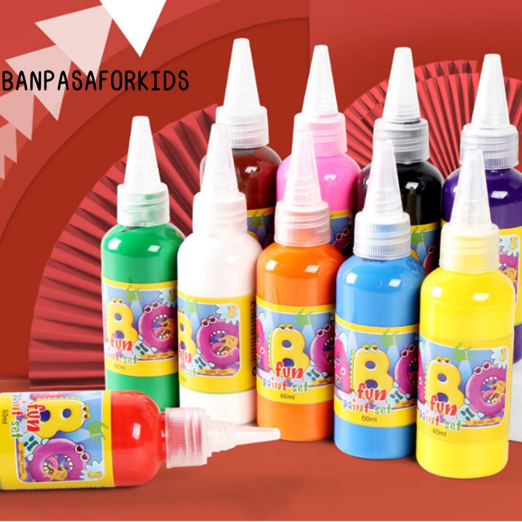 สีน้ำเด็กเข้มข้นพร้อมส่ง 12 สี ปลอดสารพิษ 30ml. สำหรับเด็ก ล้างออกได้ สีสวย สดใส - รูปที่ 5