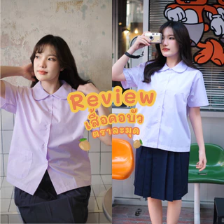 (ปักชื่อฟรี สั่งขั้นต่ำ 2 ตัว) เสื้อนักเรียน คอบัว ตราละมุด ใส่สบาย ราคาถูก ✅พร้อมส่ง ✅มีบิลเบิกโรงเรียน