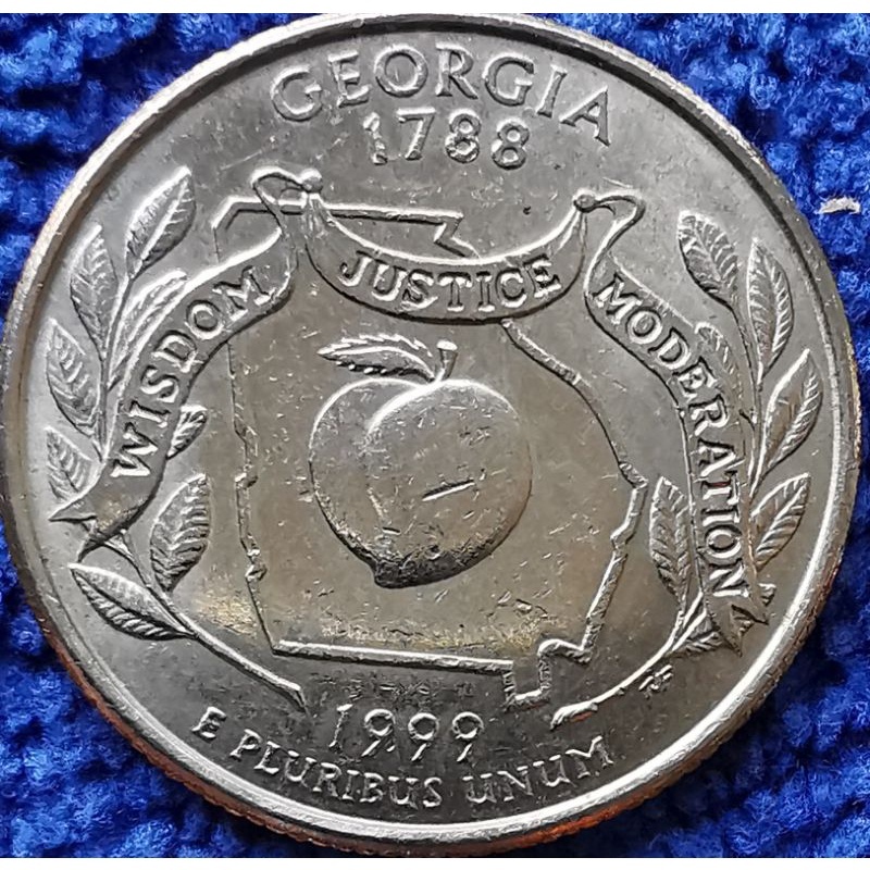 เหรียญ​หมุนเวียน​USA. 0.25 USD, State quarter, Georgia, #0784T, ใช้แล้ว​